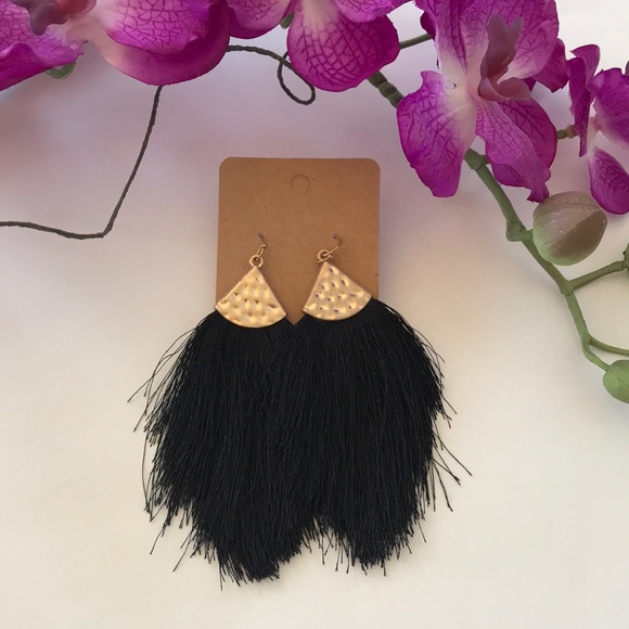 Jewelry - Black, Fringe Drop Dangle Earrings